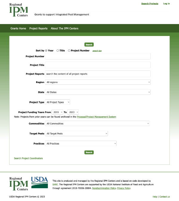 Regional IPM Centers Grant Management System screenshot