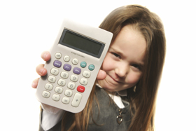 Girl holding a calculator